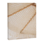 Boho crochet beach umbrella close-up, neutral minimalist summer photo Canvas Print Gallery Image 8