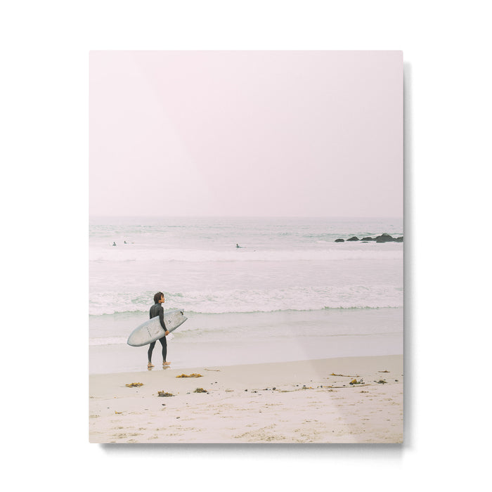 California Coast Surfer - Venice Beach Ocean View - Travel Photography Metal Print Gallery Image 1