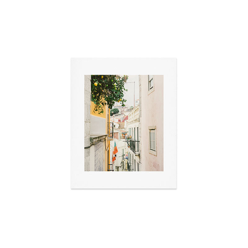 Lemon Tree in Alley of Old Town of Lisbon - Portugal Travel Photography Art Print Gallery Image 1