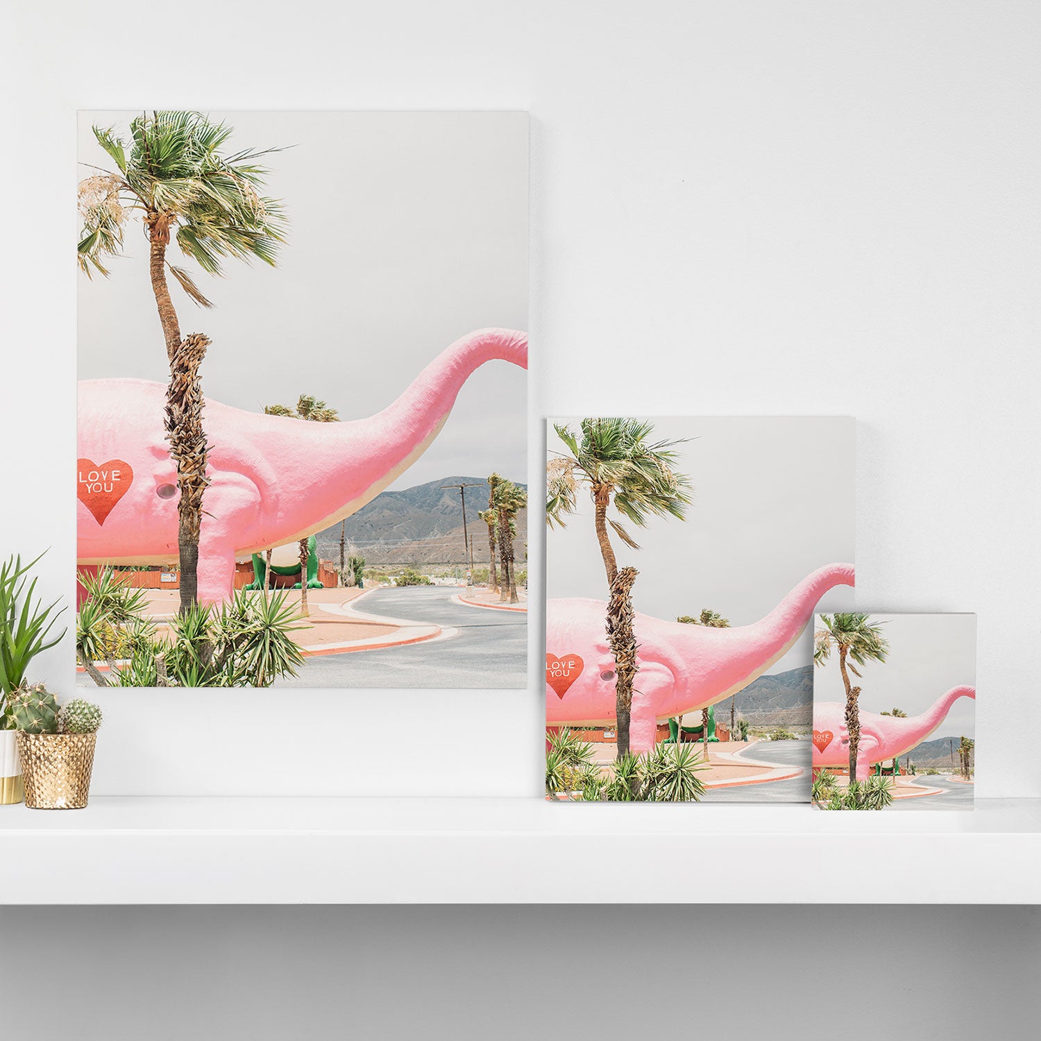 Pink Dinosaur | Cabazon Dinosaurs in Palm Springs California | Brontosaurus Love You Canvas Print Gallery Image 3