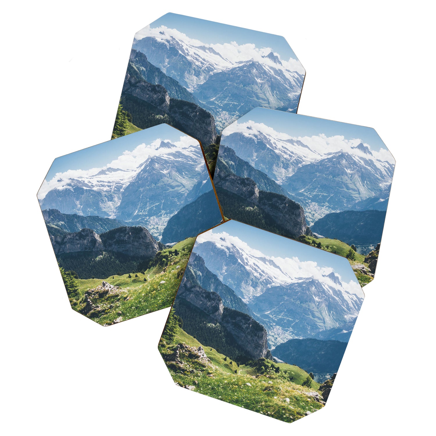 Swiss Alps Summer Landscape - Nature Photography - Jungfrau Mountain Peak Coaster Gallery Image 1
