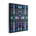 Aqua and Green Art Deco Stained Glass Design Framed Canvas Print Gallery Image 2