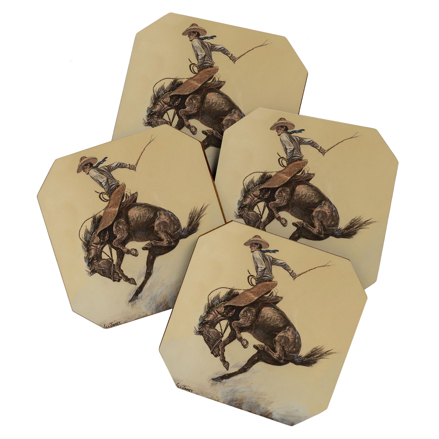 Bucking Horse Western Art by Will James Coaster Gallery Image 1