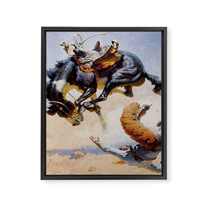 âBucking Horseâ Western Vintage Art Framed Canvas Print Gallery Image 1