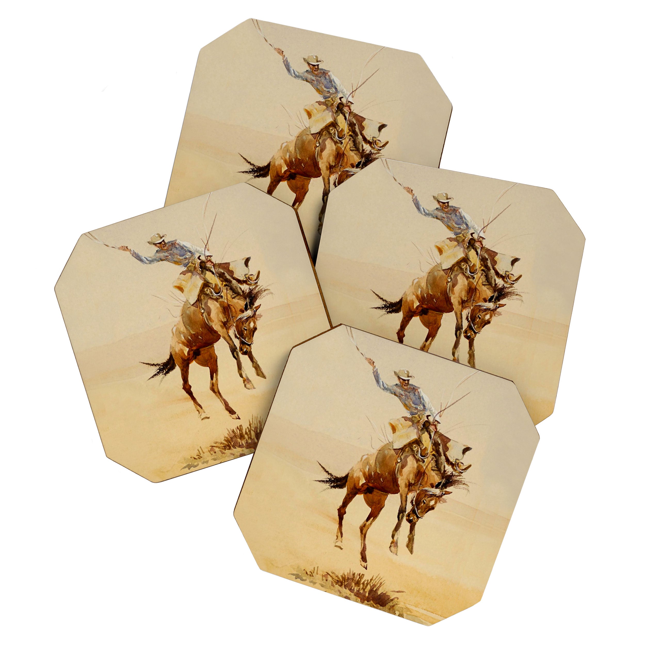 Cowboy on a Bucking Horse 2 by Edward Borein Coaster Gallery Image 1