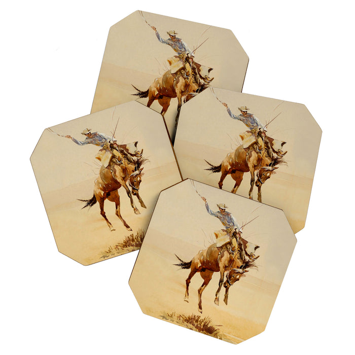 Cowboy on a Bucking Horse 2 by Edward Borein Coaster Gallery Image 1