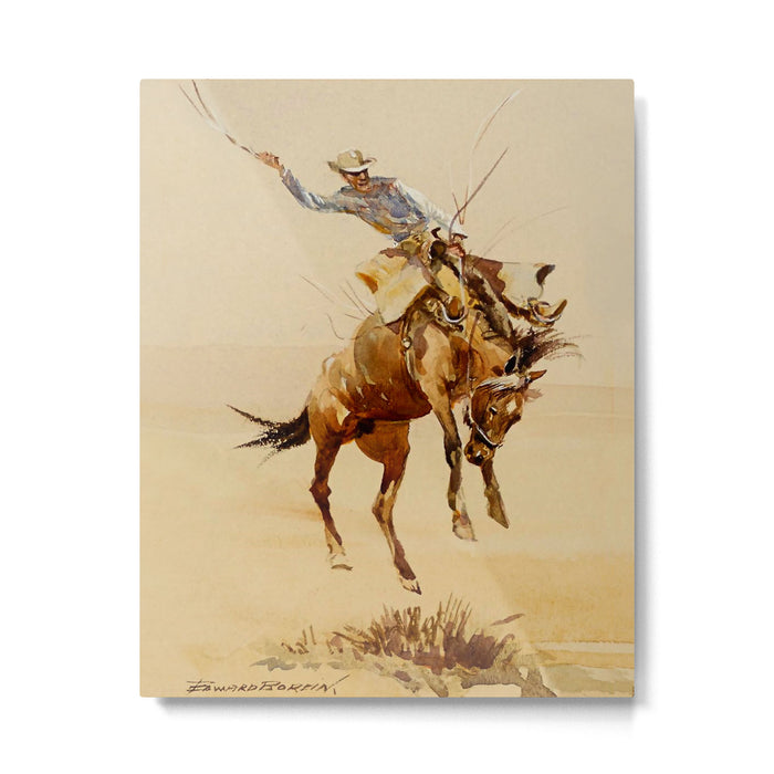 Cowboy on a Bucking Horse 2 by Edward Borein Metal Print Gallery Image 1