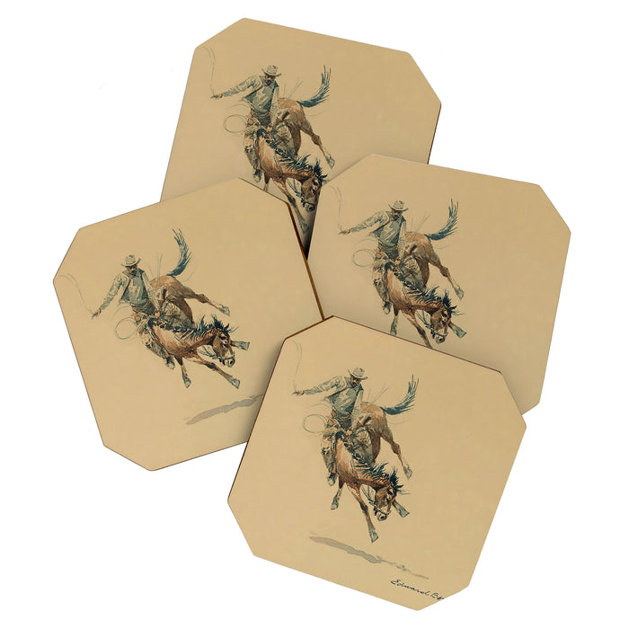 Cowboy on a Bucking Horse 3 by Edward Borein Coaster Gallery Image 1