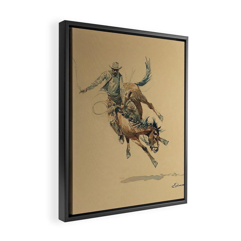 Cowboy on a Bucking Horse 3 by Edward Borein Framed Canvas Print Gallery Image 2