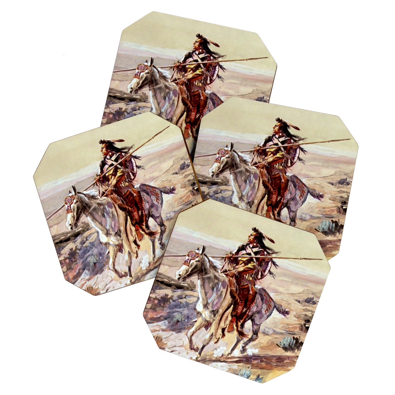 âIndian With Spear â by Charles M Russell Coaster Gallery Image 1