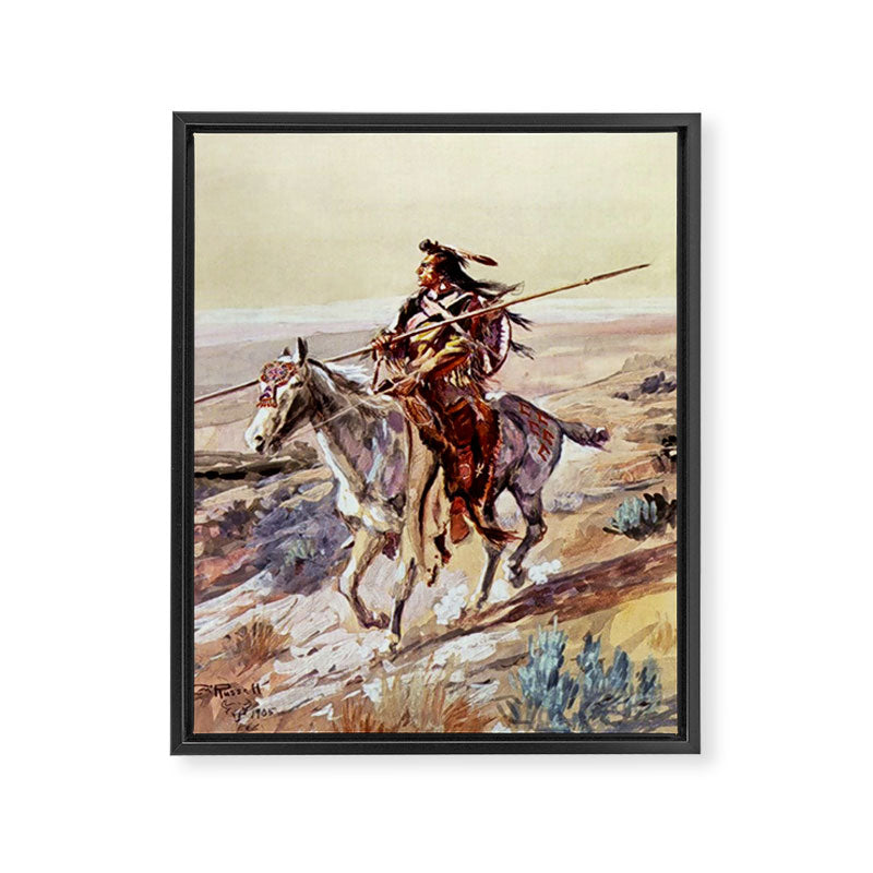 âIndian With Spear â by Charles M Russell Framed Canvas Print Gallery Image 6