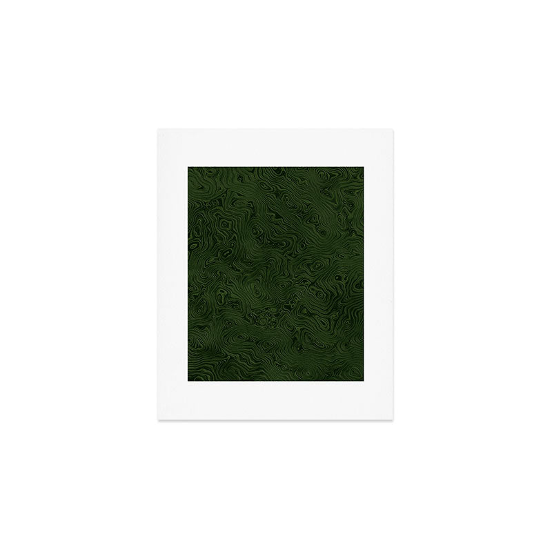 Luxury Moss Green Rippled Moiré Pattern Art Print Gallery Image 1