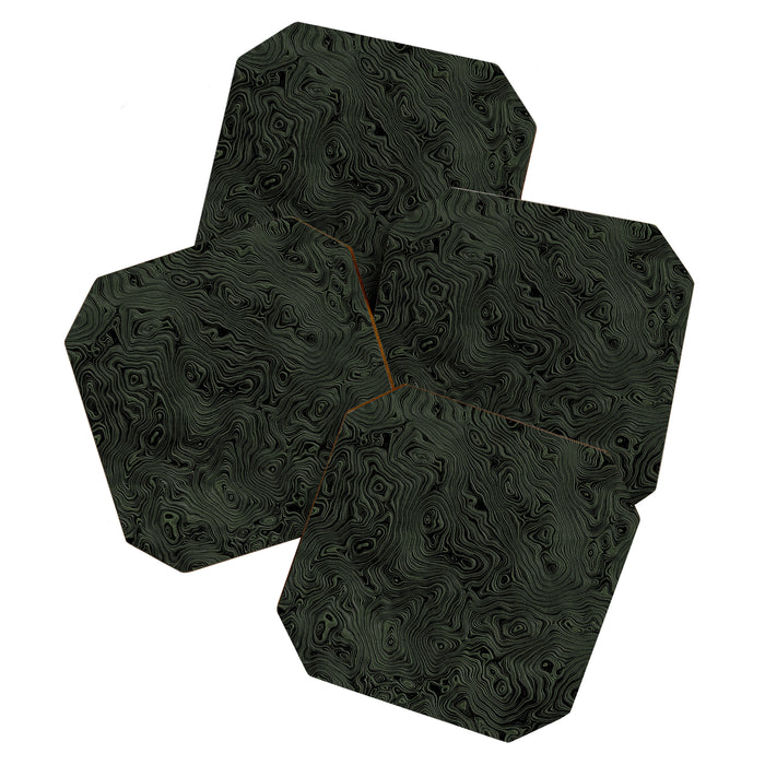 Luxury Moss Green Rippled Moiré Pattern Coaster Gallery Image 1