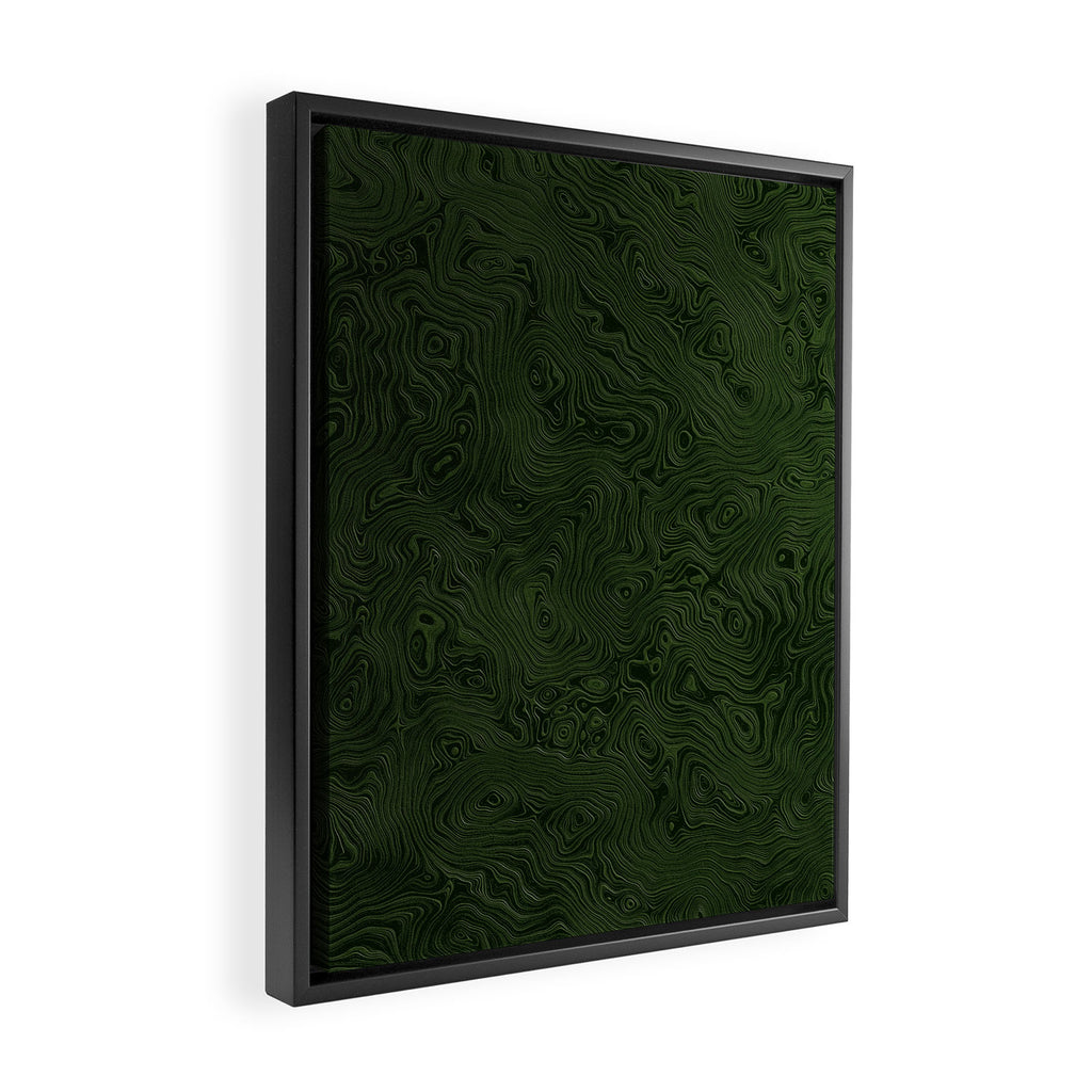 Luxury Moss Green Rippled Moiré Pattern Framed Canvas Print Gallery Image 2