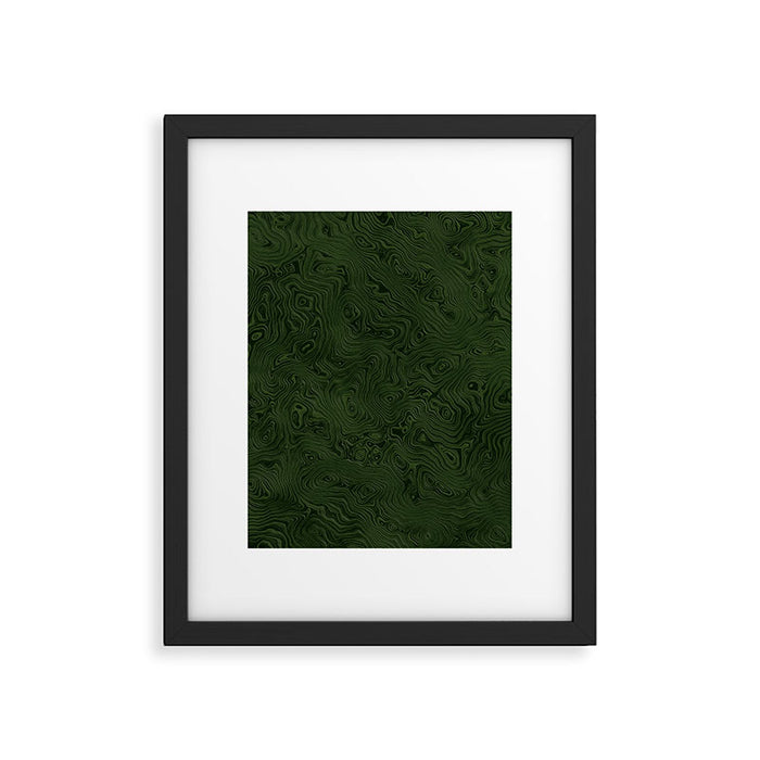 Luxury Moss Green Rippled Moiré Pattern Framed Art Print Gallery Image 1