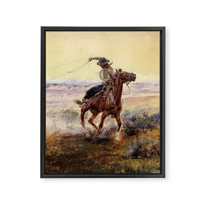 âOn the Pondâ by Charles M Russell Framed Canvas Print Gallery Image 1