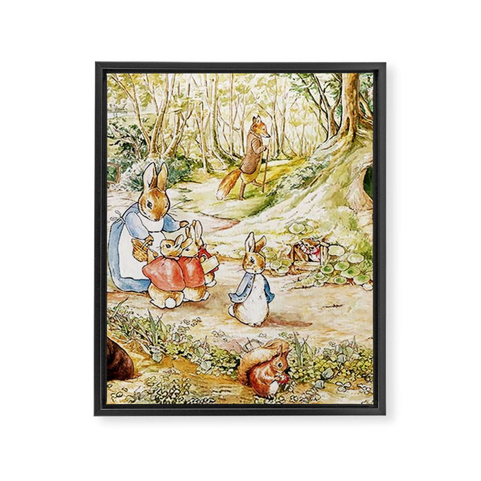 Peter Rabbitâs Neighbourhood by Beatrix Potter Framed Canvas Print Gallery Image 1