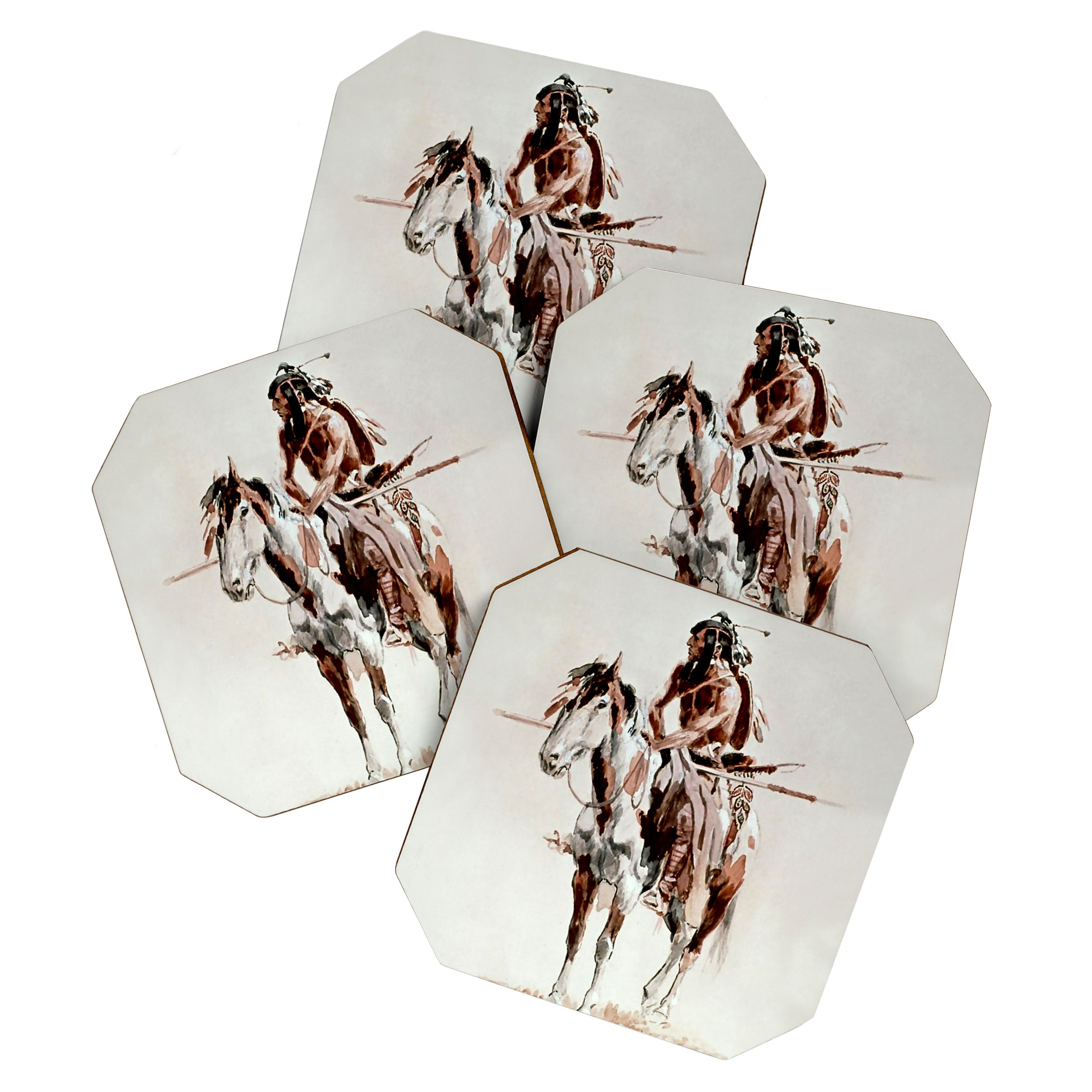 âPowderfaceâ Western Art by Charles M Russell Coaster Gallery Image 1