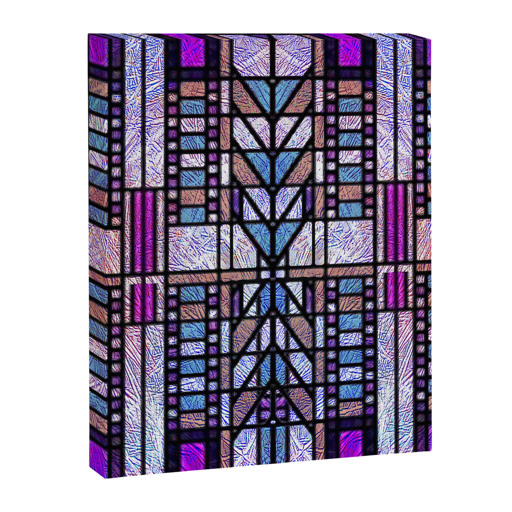 Purple and Blue Art Deco Stained Glass Design Canvas Print Gallery Image 8