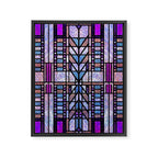 Purple and Blue Art Deco Stained Glass Design Framed Canvas Print Gallery Image 8