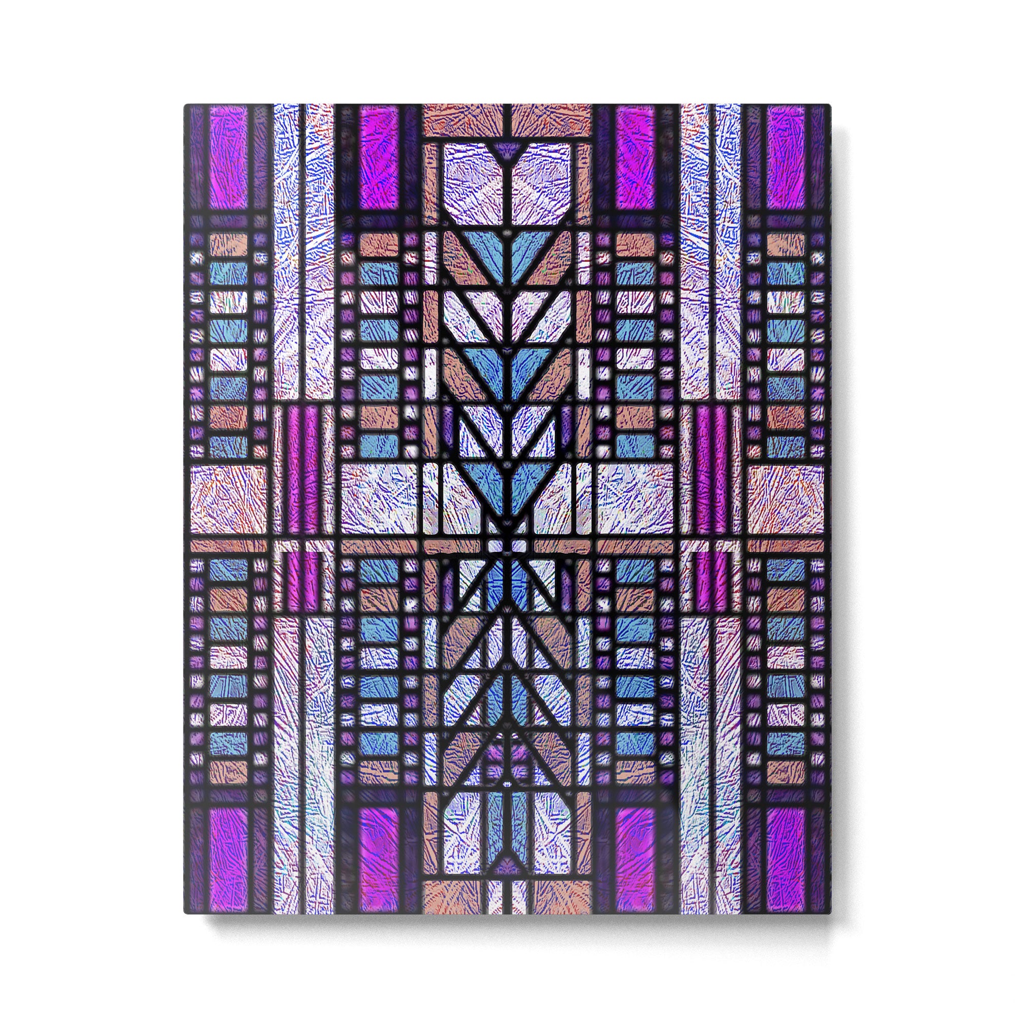 Purple and Blue Art Deco Stained Glass Design Metal Print Gallery Image 6
