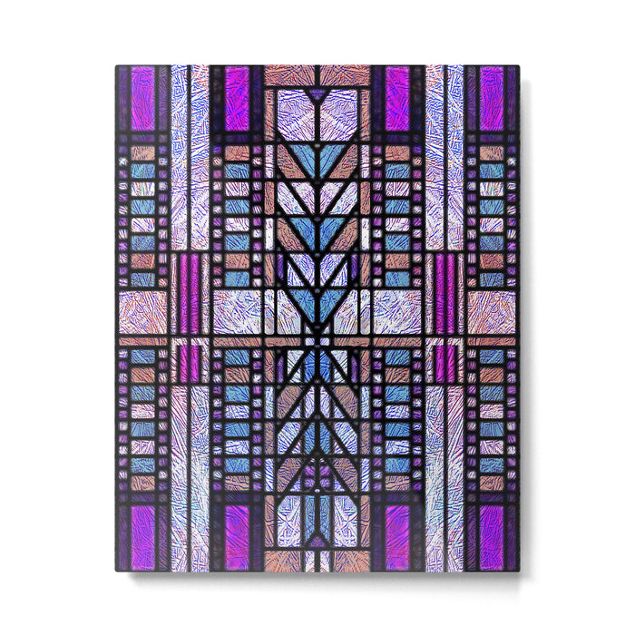 Purple and Blue Art Deco Stained Glass Design Metal Print Gallery Image 1