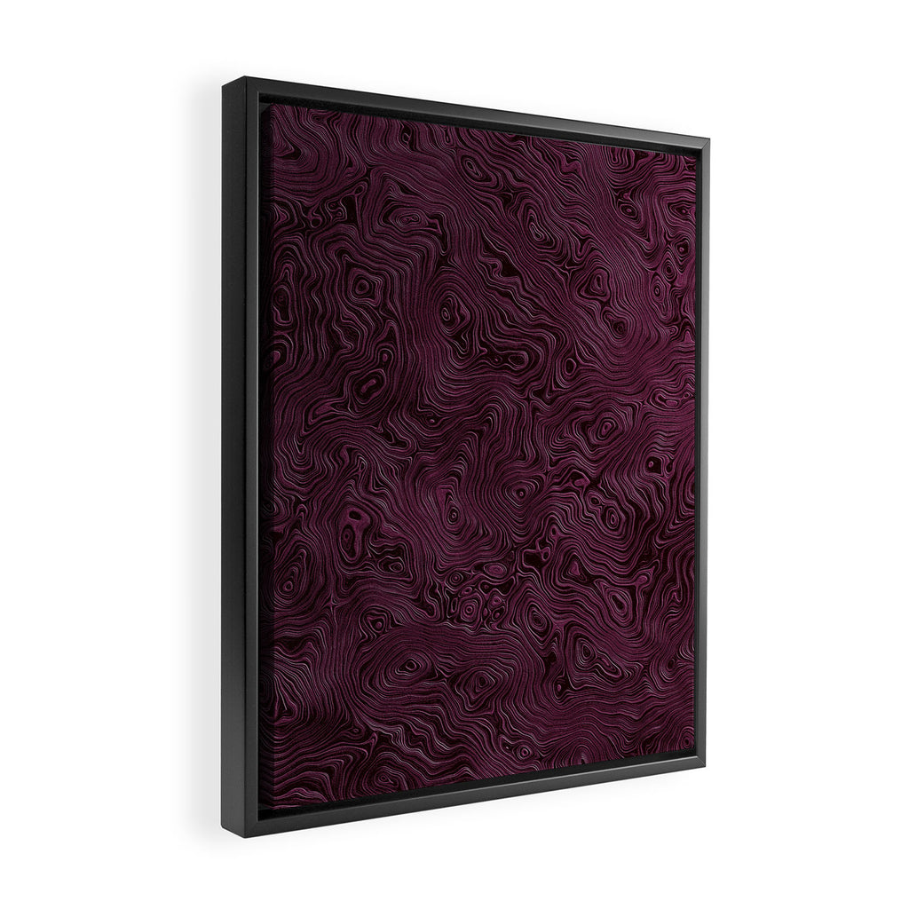 Royal Maroon Silk Moire Pattern Framed Canvas Print Gallery Image 2