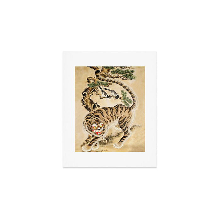 Vintage Minhwa Tiger Under Pine Tree Art Print Gallery Image 1