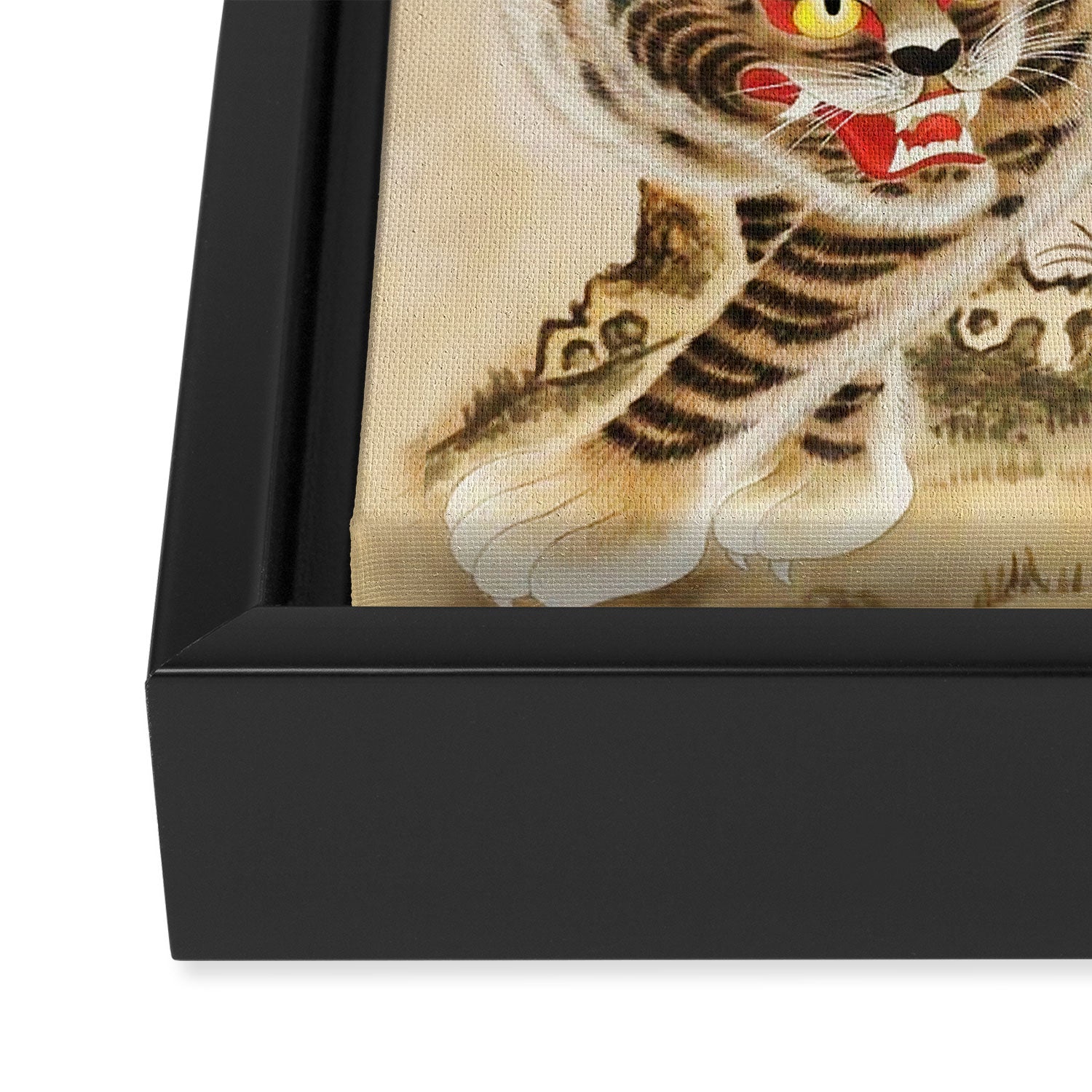 Vintage Minhwa Tiger Under Pine Tree Framed Canvas Print Gallery Image 3