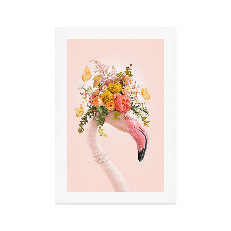 FLORAL FLAMINGO Art Print Gallery Image 1