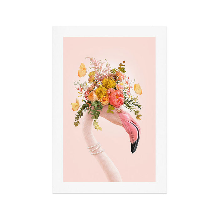 FLORAL FLAMINGO Art Print Gallery Image 1