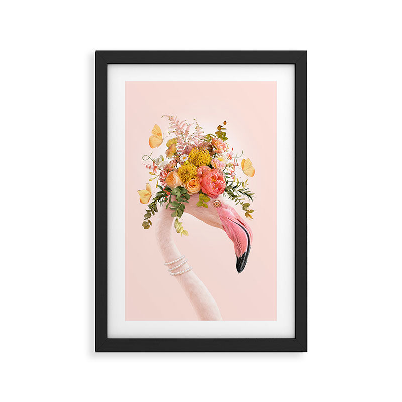 FLORAL FLAMINGO Framed Art Print Gallery Image 2