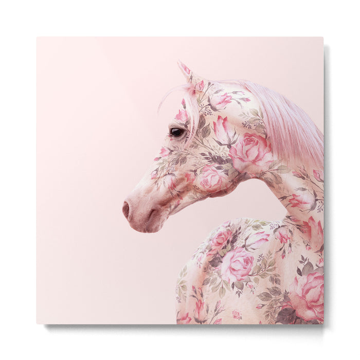 FLORAL HORSE Metal Print Gallery Image 1