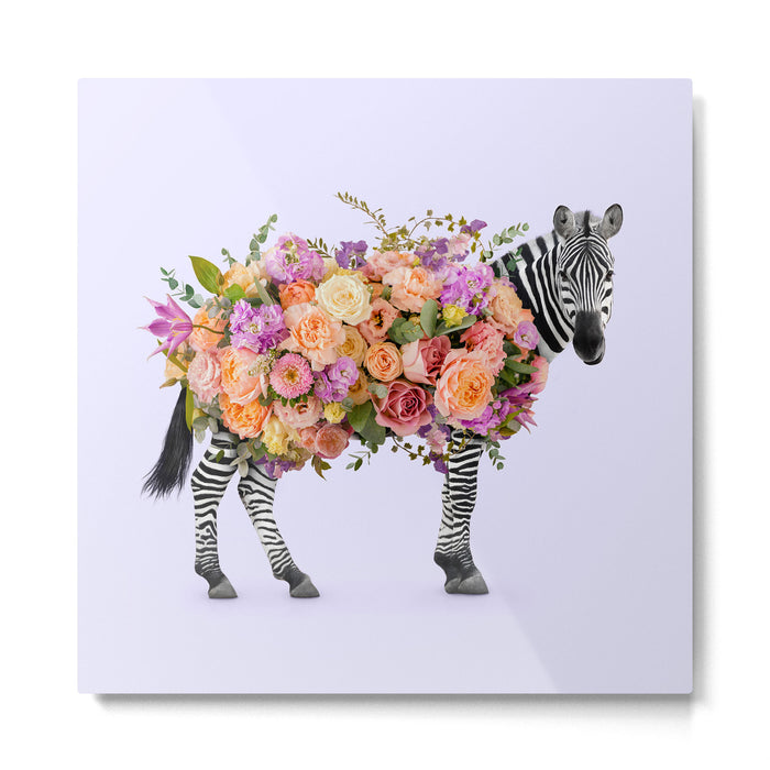 FLORAL ZEBRA Metal Print Gallery Image 1