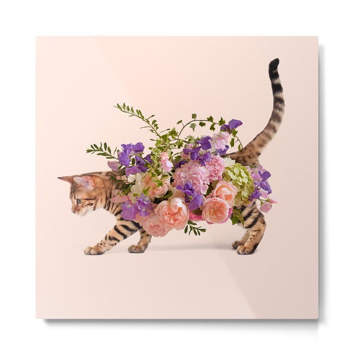 FLOWER CAT Metal Print Gallery Image 1