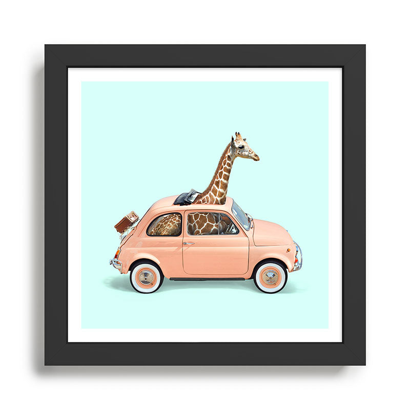 GIRAFFE CAR Framed Art Print Gallery Image 1