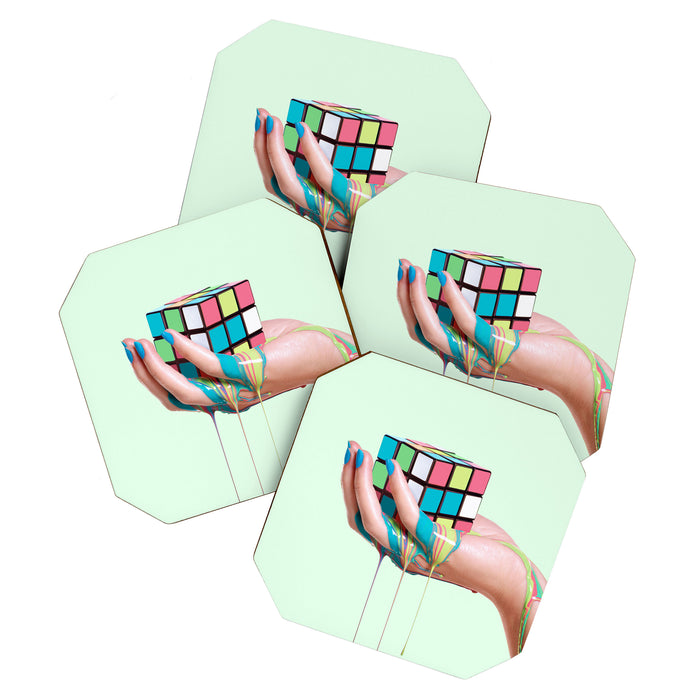 MELTING RUBIKS CUBE Coaster Gallery Image 1