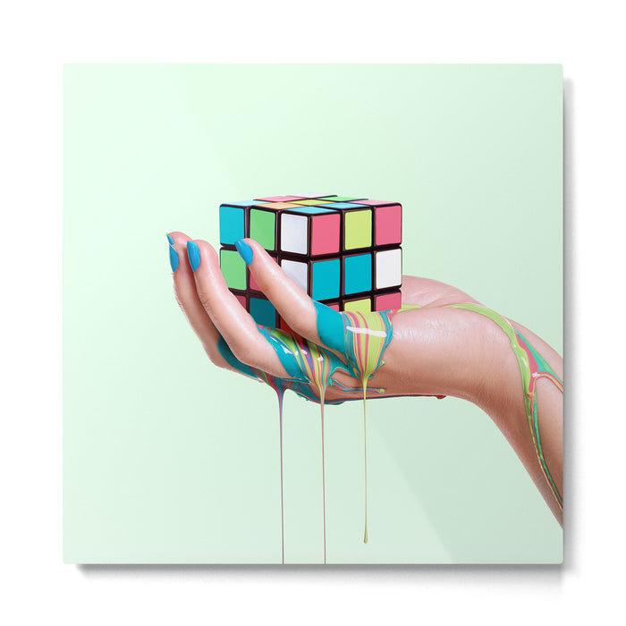 MELTING RUBIKS CUBE Metal Print Gallery Image 1