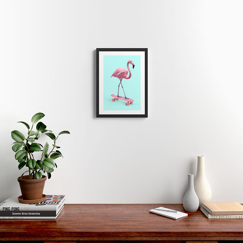 SKATE FLAMINGO Framed Art Print Gallery Image 2