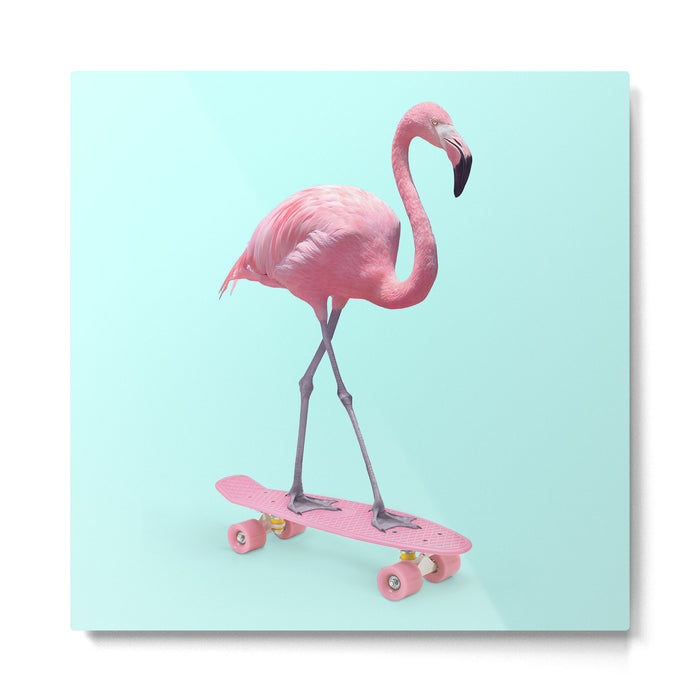 SKATE FLAMINGO Metal Print Gallery Image 1