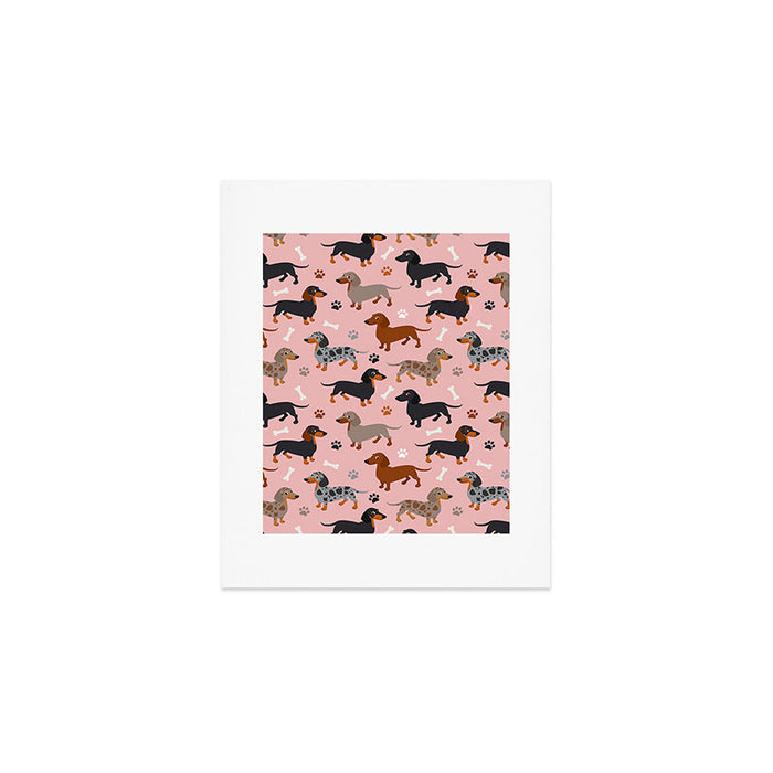 Dachshund Dog Doxie Dogs Pattern Pink Art Print Gallery Image 1