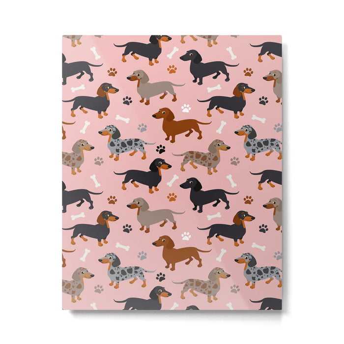 Dachshund Dog Doxie Dogs Pattern Pink Metal Print Gallery Image 1