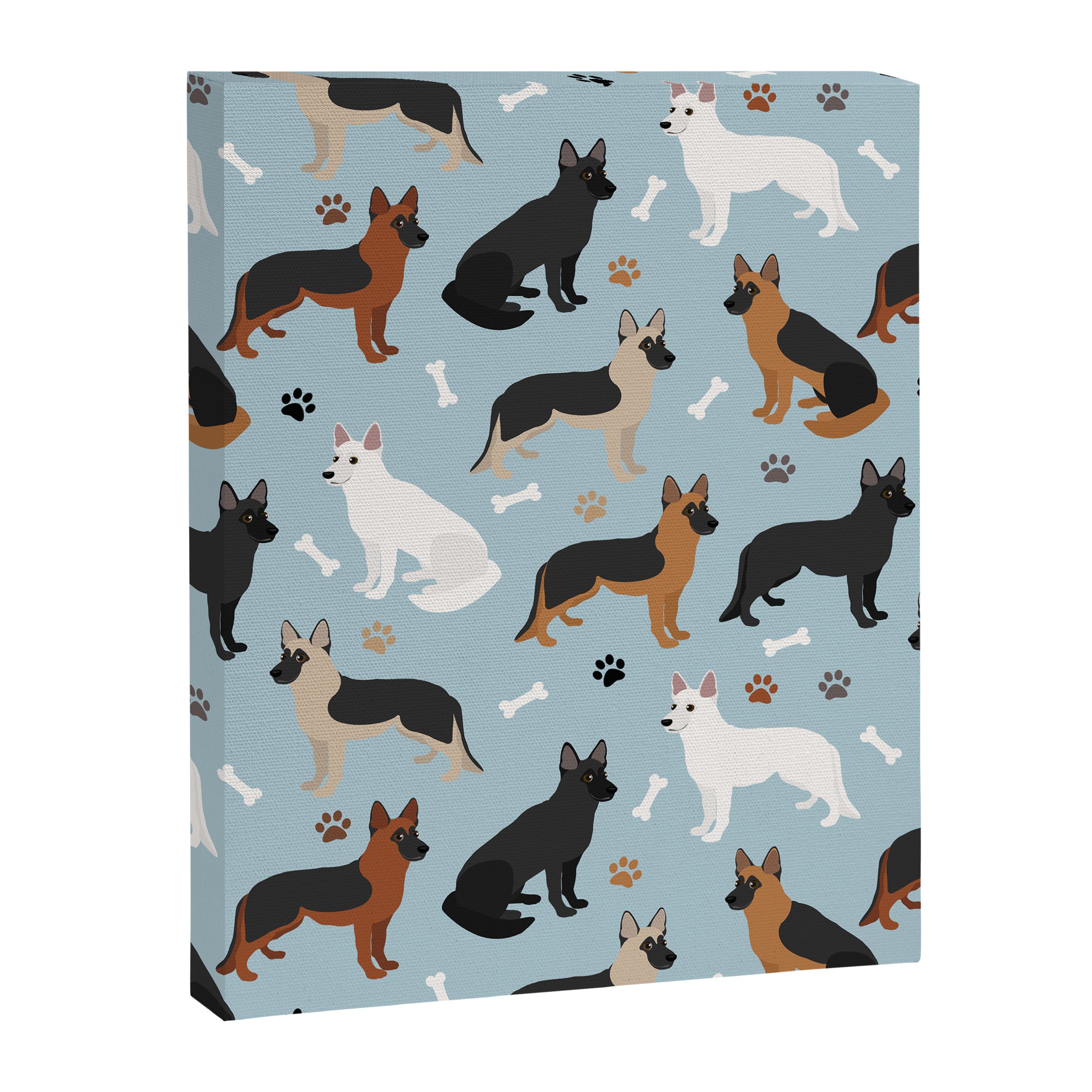 German Shepherd Dog Paws and Bones Pattern Canvas Print Gallery Image 8