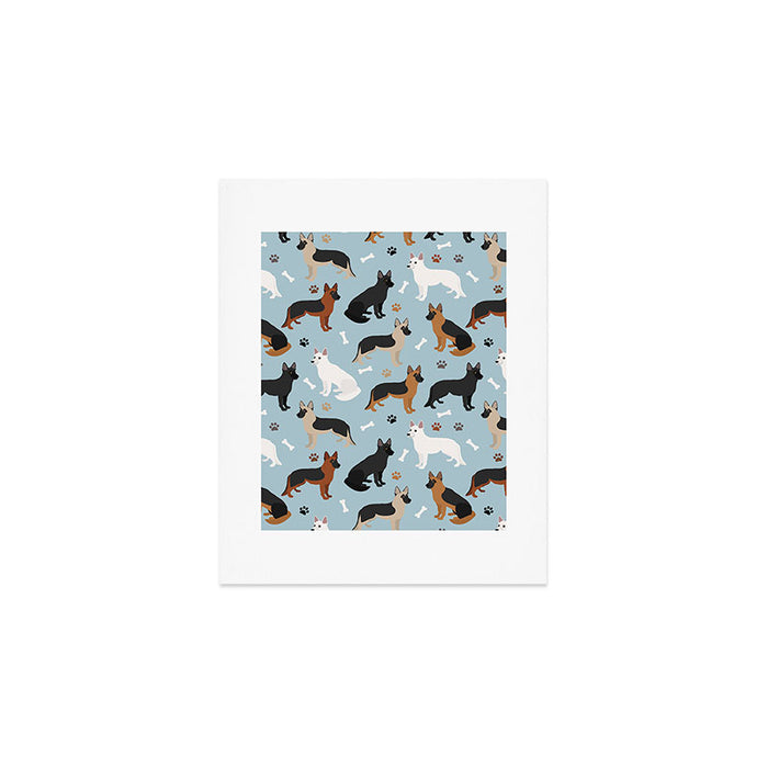 German Shepherd Dog Paws and Bones Pattern Art Print Gallery Image 1