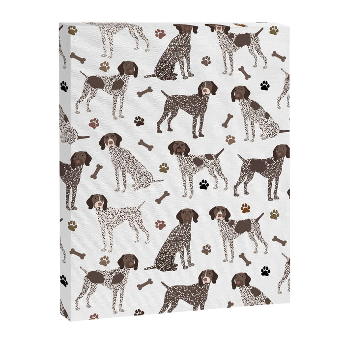 German Shorthaired Pointer Dog Paws and Bones White Canvas Print Gallery Image 1