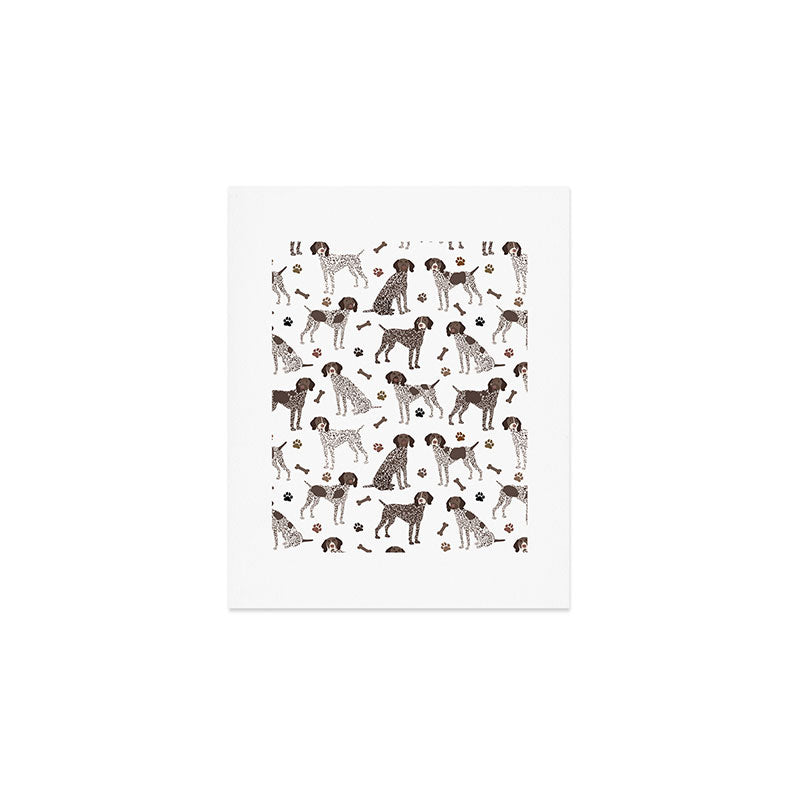German Shorthaired Pointer Dog Paws and Bones White Art Print Gallery Image 1