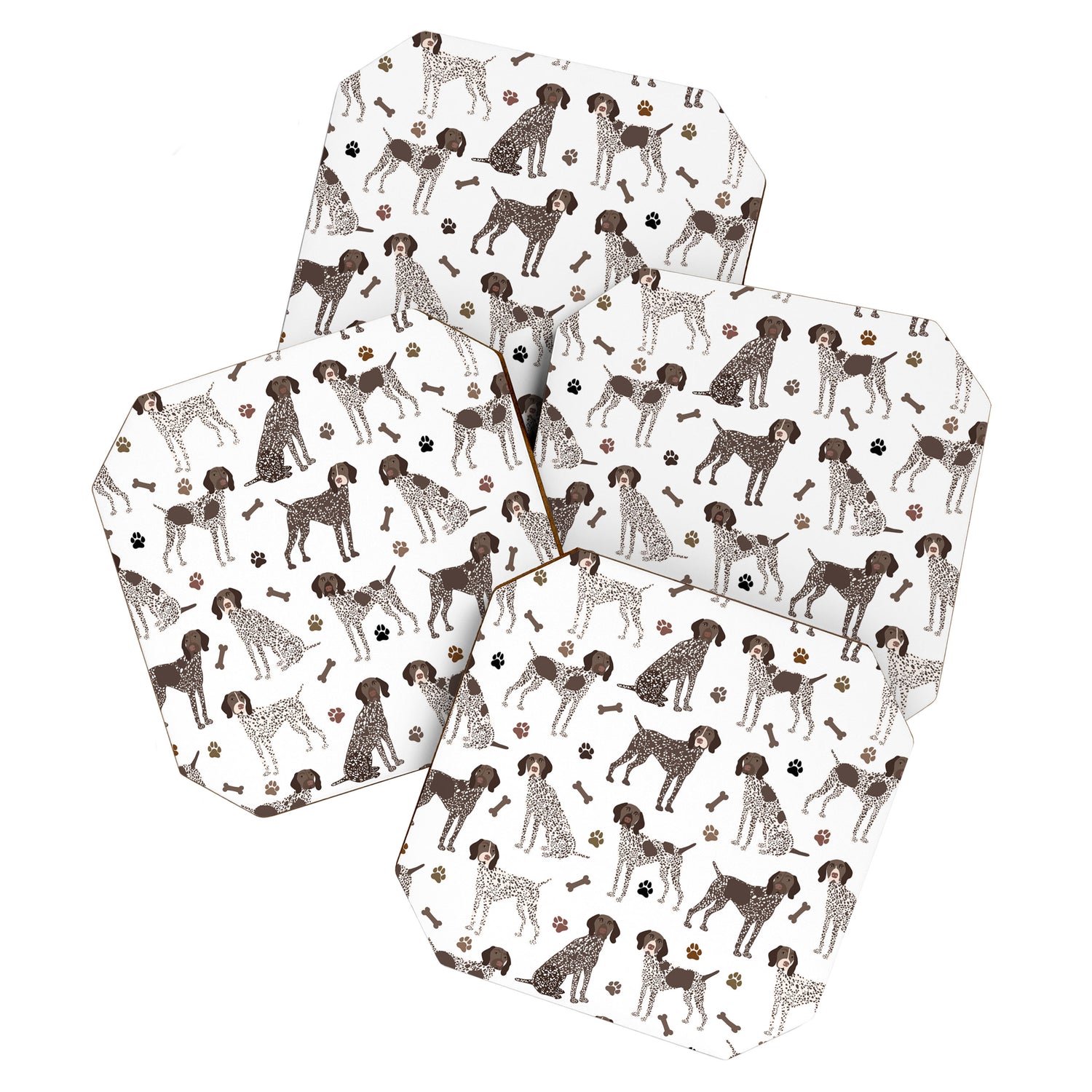 German Shorthaired Pointer Dog Paws and Bones White Coaster Gallery Image 1