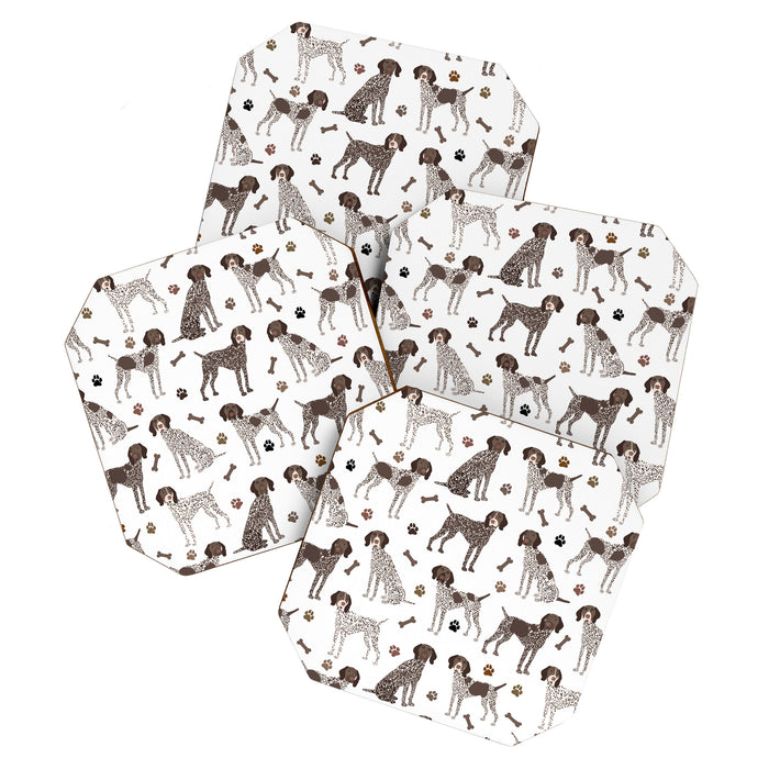German Shorthaired Pointer Dog Paws and Bones White Coaster Gallery Image 1