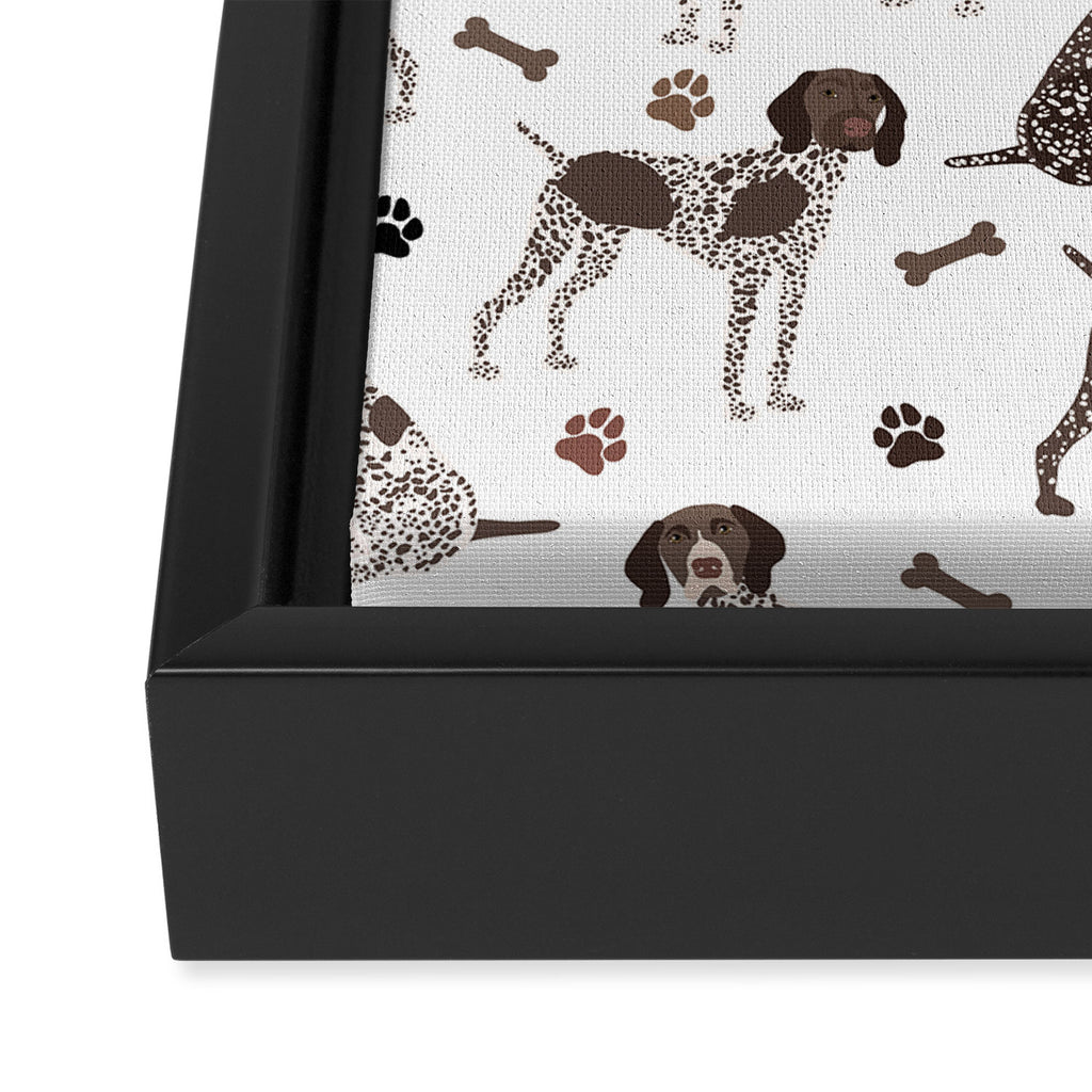 German Shorthaired Pointer Dog Paws and Bones White Framed Canvas Print Gallery Image 3