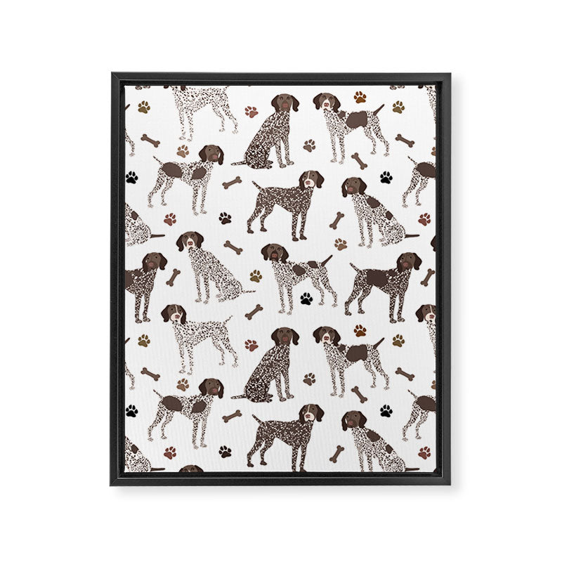 German Shorthaired Pointer Dog Paws and Bones White Framed Canvas Print Gallery Image 8